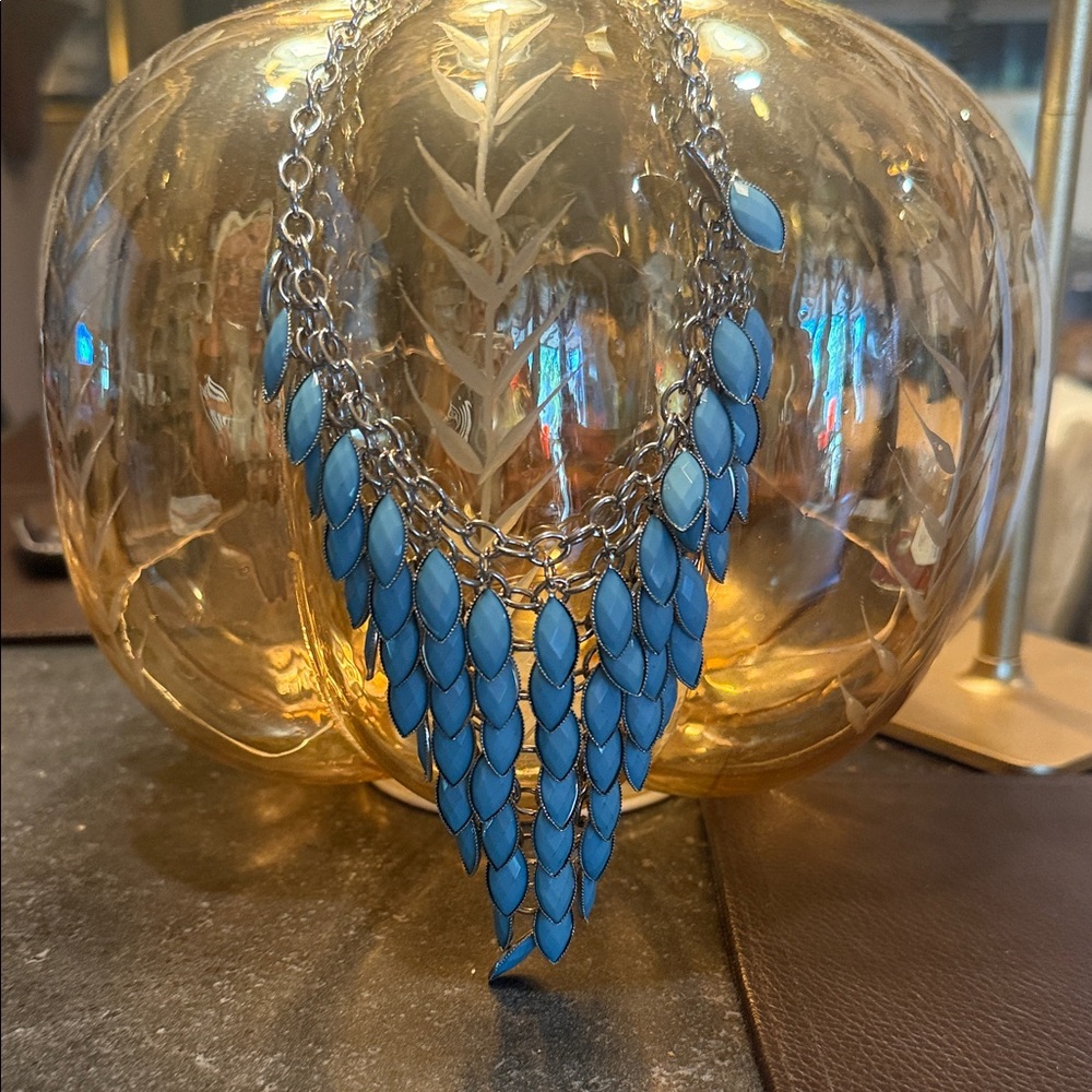 Elegant Blue Leaf Necklace